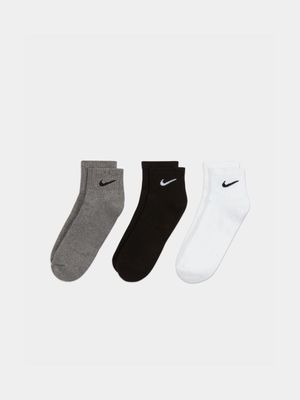 Nike Unisex 3-Pack Everyday Cushioned Training Multicolour Ankle Socks