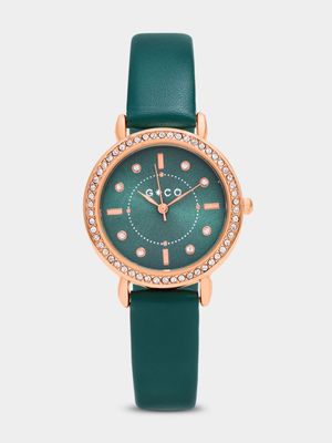 Green & Rose Gold Dazzle Watch