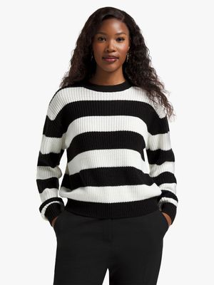 Women's Black & White Striped Jersey