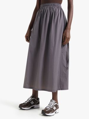 Women's Charcoal Cargo Midaxi With Patch Pocket Skirt