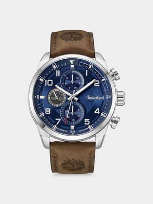 Timberland Men's Henniker II Stainless Steel Brown Leather Chronograph Watch