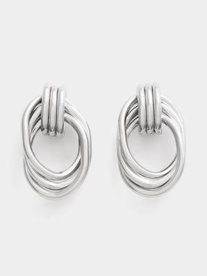 Women's Silver Interlinked Drop Earrings