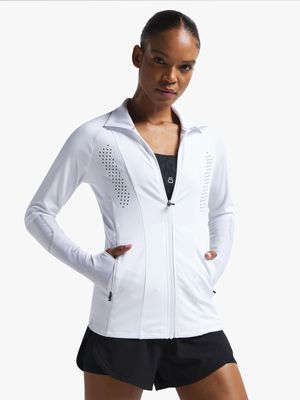 Womens TS-ACTV8 Podium Mesh Sleeve White Run Jacket