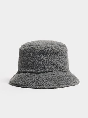 Women's Grey Borg Bucket Hat