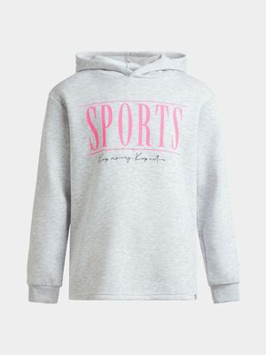 Girls TS Sports Graphic Grey Hoodie