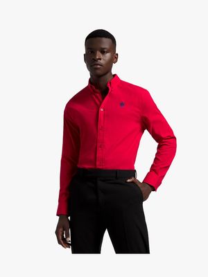 Fabiani Men's FLS Plain Oxford Red Shirt