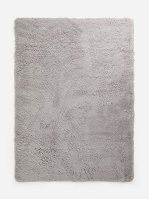 Jet Home Quiet Grey Plush Shaggy Rug 160X230cm