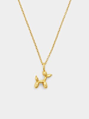 Gold Tone Stainless Steel Balloon Dog Pendant on Chain