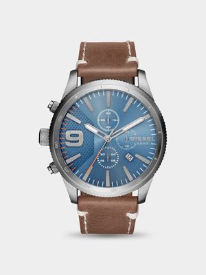 Diesel Men's Rasp Stainless Steel & Brown Leather Chronograph Watch