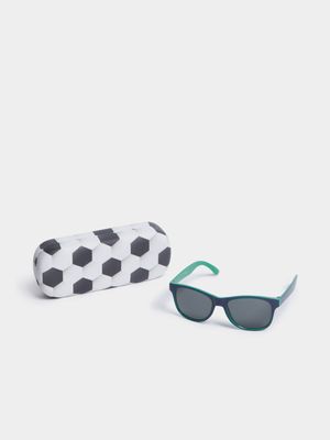 Boy's Green Sunglasses & Soccer Case Set