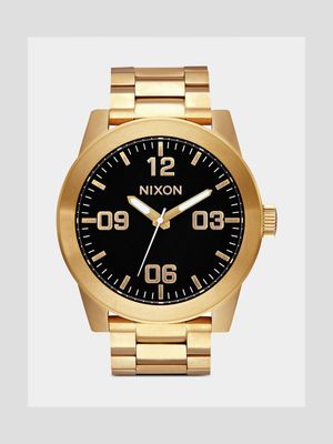 Nixon Men's Corporal SS All Gold Plated & Black Stainless Steel Watch