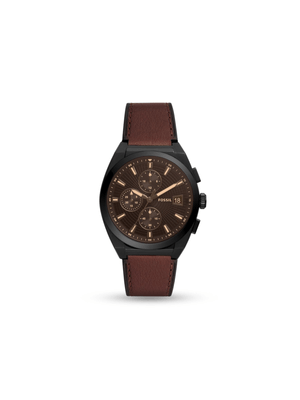Fossil Men's Everett Chronograph Brown Leather Watch
