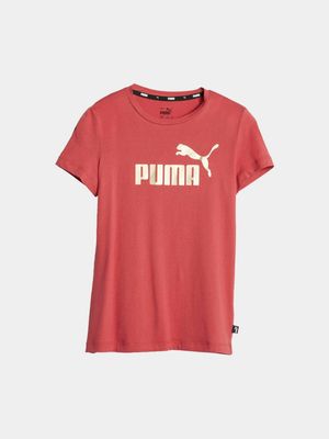 Girls Puma Essentials Logo Red Tee