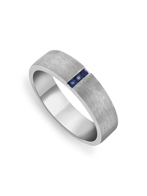 Sterling Silver Created Blue Sapphire Men’s Wedding Band