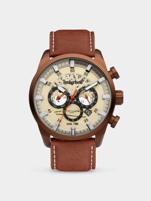 Timberland Men's Henniker III Brown Plated Leather Chronograph Watch