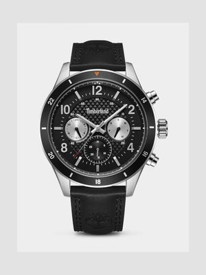 Timberland Men's Hooksett Stainless Steel Black Leather Chronograph Watch