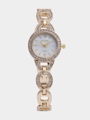 Women's Gold Chain Link Diamante Watch