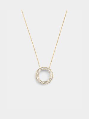 Yellow Gold 0.50ct Diamond Women’s Channel Circle Pendant