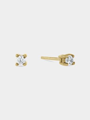 9ct Yellow Gold & 0.10ct Diamond Solitaire Stud Earrings