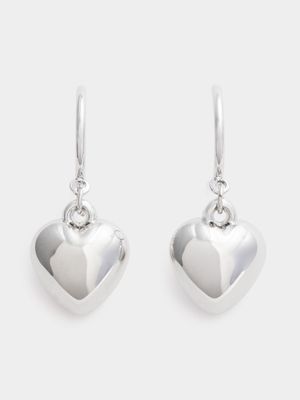 Women's Silver Heart Drop Earrings