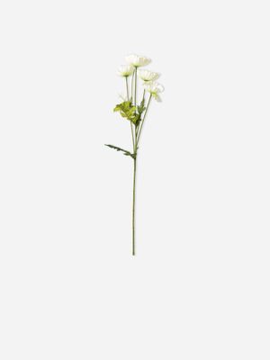 4 Faux Poppy Stem Flowers White 48cm