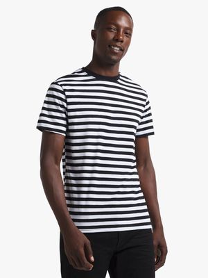 Jet Men's Black/White Stripe Tee Fashion T-shirt Multicolour