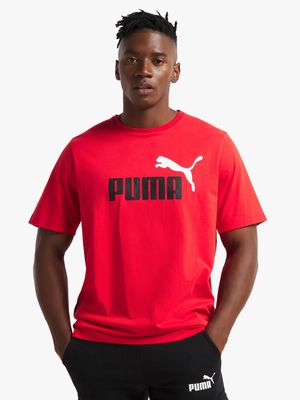 Mens Puma Essential 2 Colour Logo Red Tee