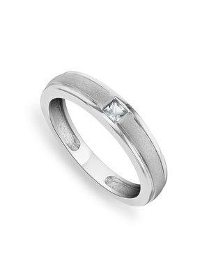 Sterling Silver Created White Sapphire Men’s Wedding Band