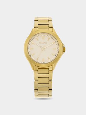 Tempo Man Gold Tone Sunray Dial Watch