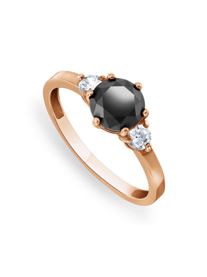 Rose Gold with Black & Clear Cubic Zirconia Trilogy Ring