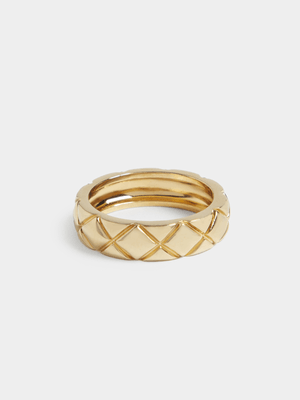 18ct Gold Plated Criss Cross Textured Ring