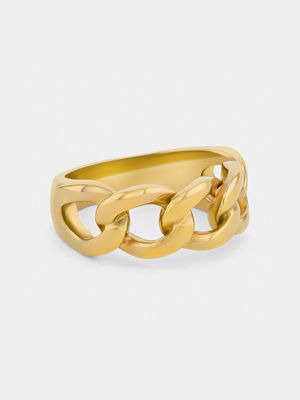 Yellow Gold Curb Chain Ring