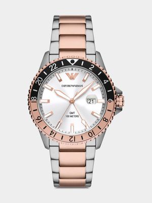 Emporio Armani White Dial Two-Tone Stainless Steel Bracelet Watch