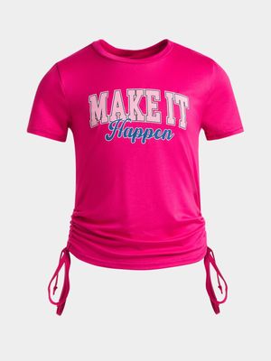 Jet Older Girls Pink Side Ruched T-Shirt