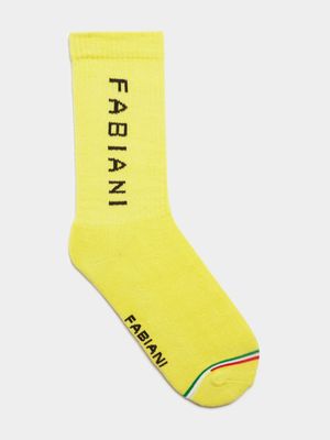 Fabiani Men's Bold Side Logo Yellow Shaft Socks