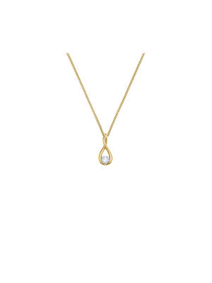 Yellow Gold, Cubic Zirconia Solitaire  Infinity Pendant on Chain
