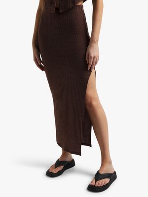 Women's Brown Co-Ord Maxi Pencil Skirt