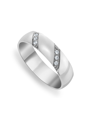 Stainless Steel & Cubic Zirconia Diagonal Design Men's Ring