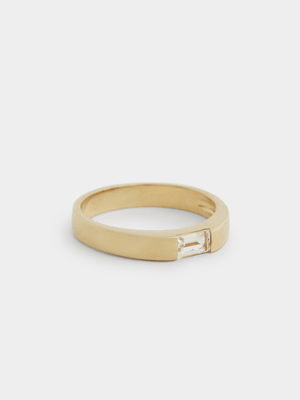 18ct Gold Plated Baguette Center Gold Ring