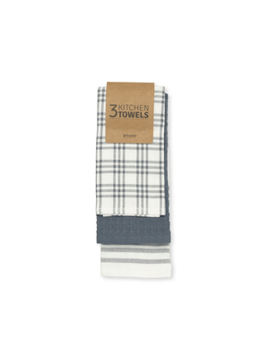 kitchen towel blue terry & waffle 3pack