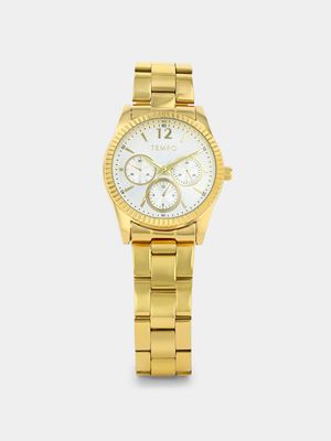 Tempo Gold Plated Silver Fashion Multi Dial Bracelet Watch
