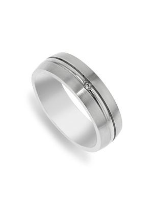Stainless Steel Cubic Zirconia Textured Ring