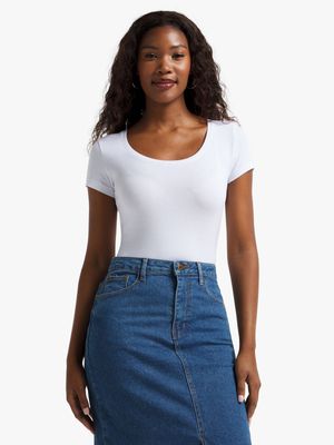 Jet Women's White Scoop Casual Knit Top