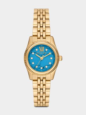 Michael Kors Lexington Turqoise Dial Gold Plated Stainless Steel Bracelet Watch