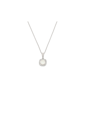 Sterling Silver Pearl & Cubic Zirconia Women's June Birthstone Pendant Necklace