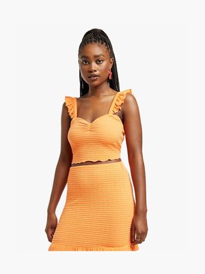 Women's Orange Frill Sleeve Cami