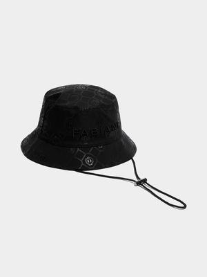 Fabiani Men's Monogram Crest Black Bucket Hat
