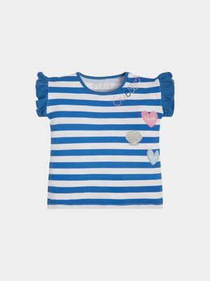 Younger Girl's Guess Blue Stripe T-Shirt