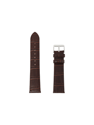 Strapology Stainless Steel & Brown Alligator-Style Leather Watch Strap