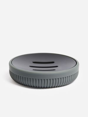 Jet Home Charcoal Ribbed Soap Dish